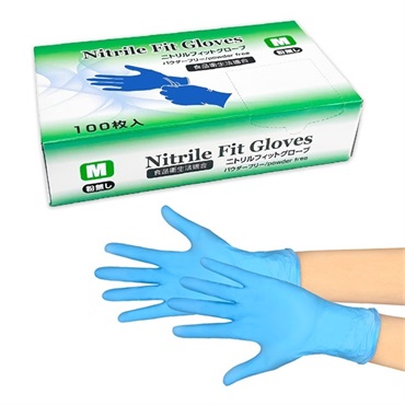 ニトリルフィットグローブ　青　バラ