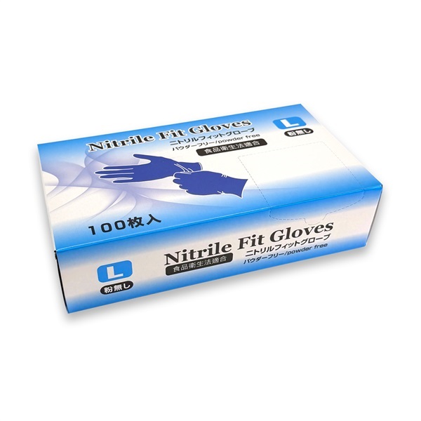 ニトリル手袋　薄手　青　バラ(青-L)