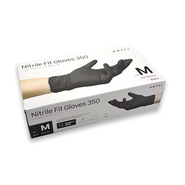 ニトリルフィットグローブ350　黒　5箱セット(黒-M)